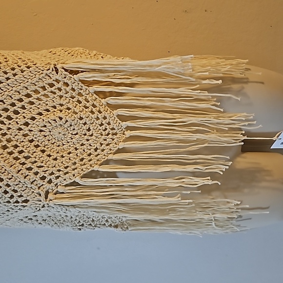 Hand Crafted Granny Square Crochet Top Summer Swimwear Beige Handmade Rhombus - Picture 14 of 17